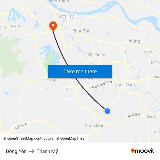 Đông Yên to Thanh Mỹ map