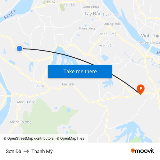 Sơn Đà to Thanh Mỹ map