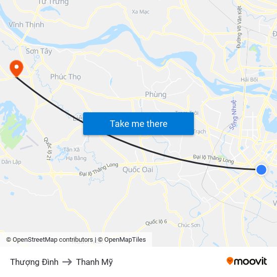 Thượng Đình to Thanh Mỹ map