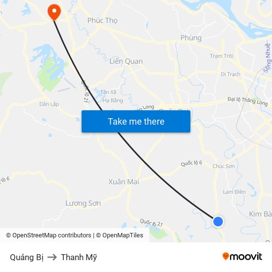 Quảng Bị to Thanh Mỹ map