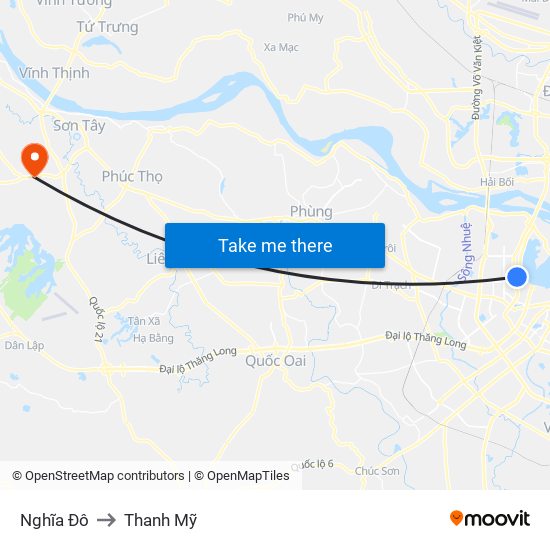 Nghĩa Đô to Thanh Mỹ map