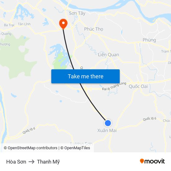 Hòa Sơn to Thanh Mỹ map