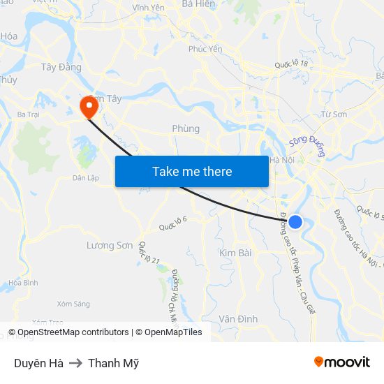 Duyên Hà to Thanh Mỹ map