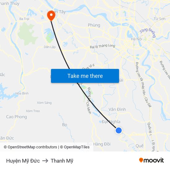 Huyện Mỹ Đức to Thanh Mỹ map