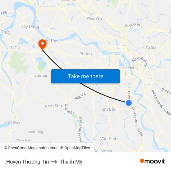 Huyện Thường Tín to Thanh Mỹ map