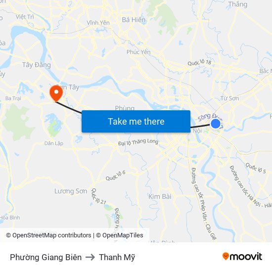 Phường Giang Biên to Thanh Mỹ map