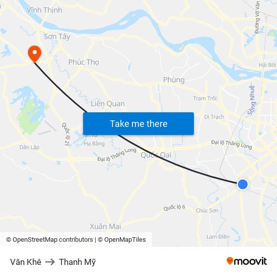 Văn Khê to Thanh Mỹ map