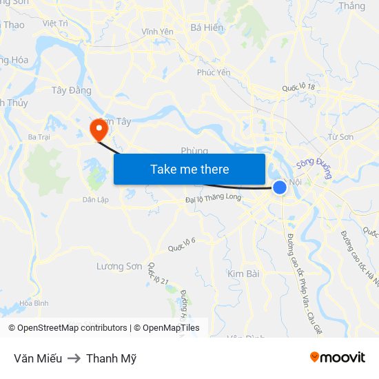 Văn Miếu to Thanh Mỹ map