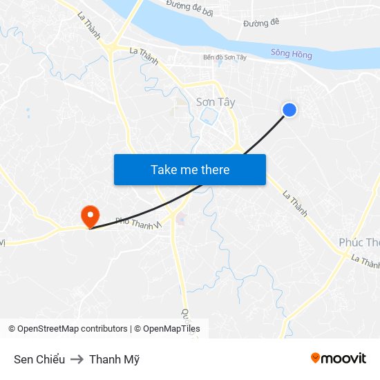 Sen Chiểu to Thanh Mỹ map