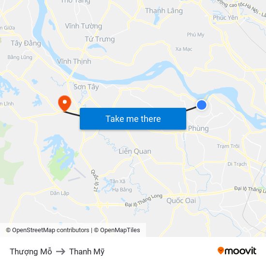 Thượng Mỗ to Thanh Mỹ map