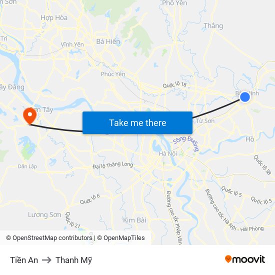 Tiền An to Thanh Mỹ map