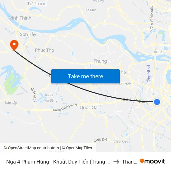 Ngã 4 Phạm Hùng - Khuất Duy Tiến (Trung Tâm Hội Nghị Quốc Gia) to Thanh Mỹ map