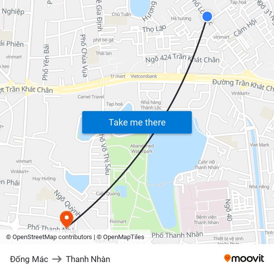 Đống Mác to Thanh Nhàn map