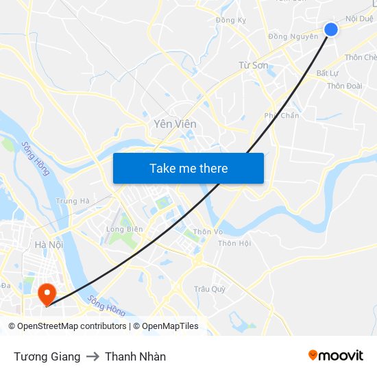 Tương Giang to Thanh Nhàn map