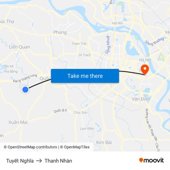 Tuyết Nghĩa to Thanh Nhàn map