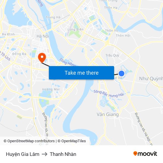 Huyện Gia Lâm to Thanh Nhàn map