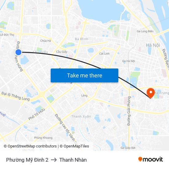 Phường Mỹ Đình 2 to Thanh Nhàn map