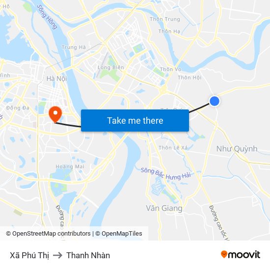 Xã Phú Thị to Thanh Nhàn map