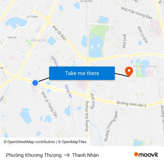 Phường Khương Thượng to Thanh Nhàn map