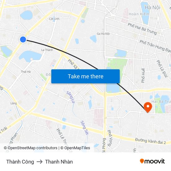 Thành Công to Thanh Nhàn map