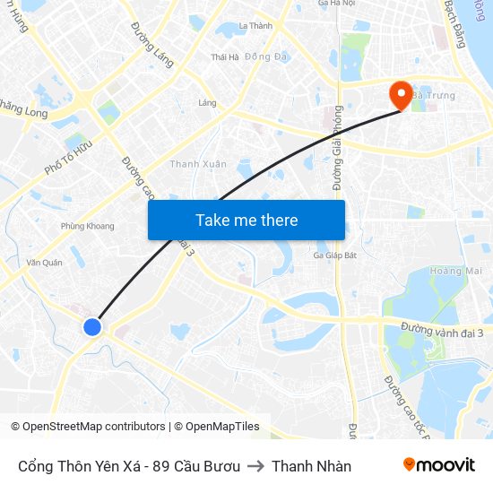 Cổng Thôn Yên Xá - 89 Cầu Bươu to Thanh Nhàn map