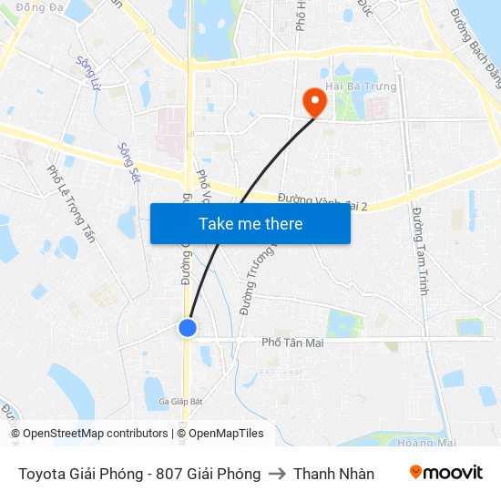 Toyota Giải Phóng - 807 Giải Phóng to Thanh Nhàn map