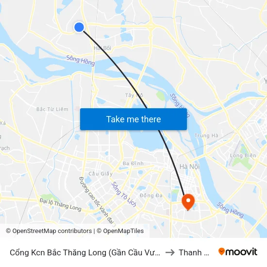 Cổng Kcn Bắc Thăng Long (Gần Cầu Vượt Bộ Hành) to Thanh Nhàn map