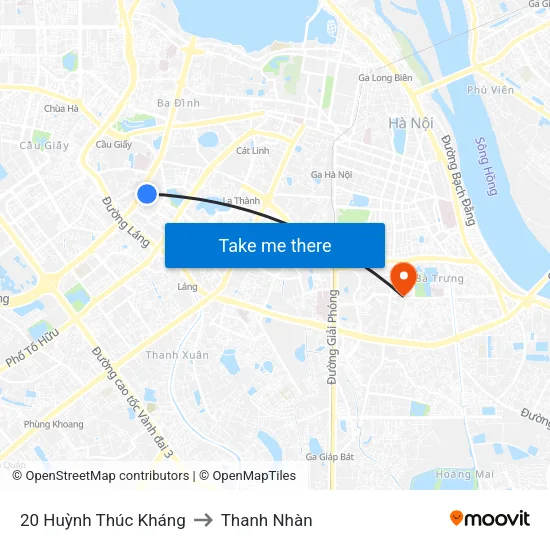 20 Huỳnh Thúc Kháng to Thanh Nhàn map