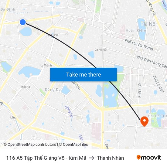 116 A5 Tập Thể Giảng Võ - Kim Mã to Thanh Nhàn map