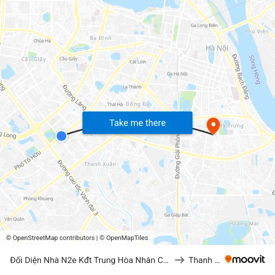 Đối Diện Nhà N2e Kđt Trung Hòa Nhân Chính - Lê Văn Lương to Thanh Nhàn map