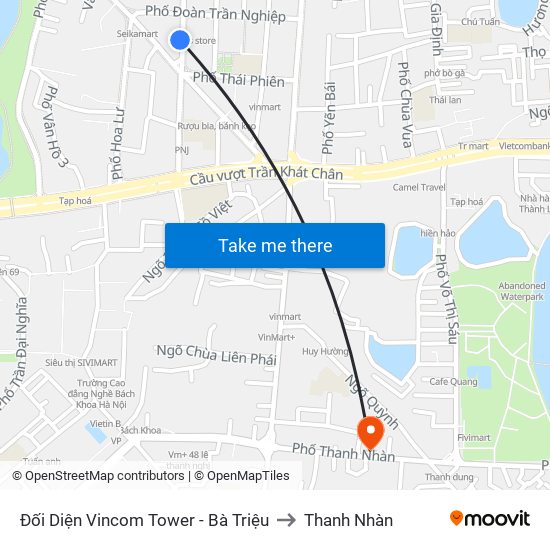 Đối Diện Vincom Tower - Bà Triệu to Thanh Nhàn map