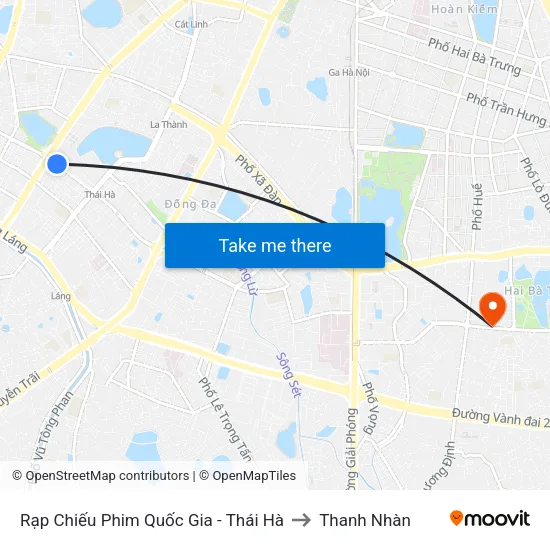 Rạp Chiếu Phim Quốc Gia - Thái Hà to Thanh Nhàn map