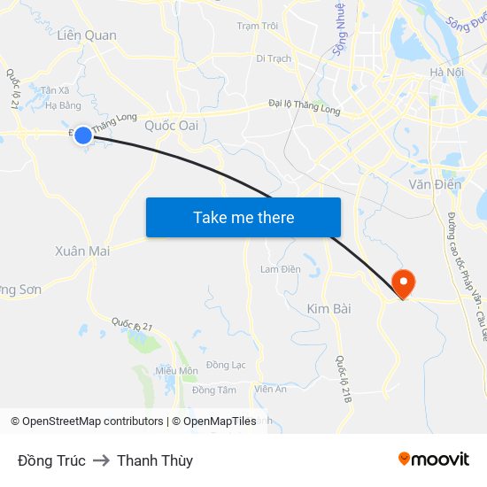 Đồng Trúc to Thanh Thùy map