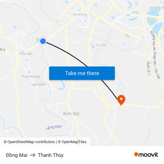 Đồng Mai to Thanh Thùy map