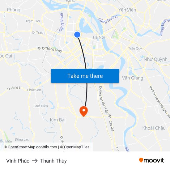 Vĩnh Phúc to Thanh Thùy map