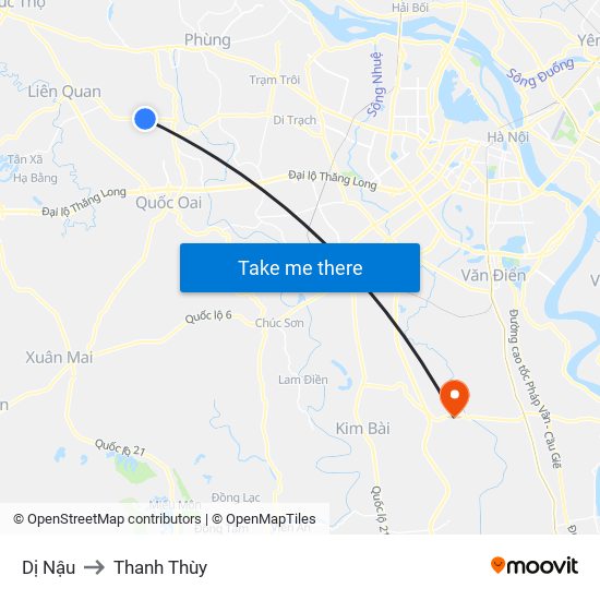 Dị Nậu to Thanh Thùy map