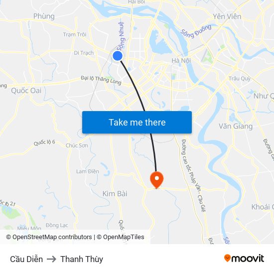 Cầu Diễn to Thanh Thùy map