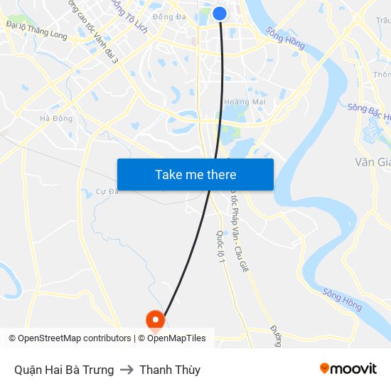 Quận Hai Bà Trưng to Thanh Thùy map
