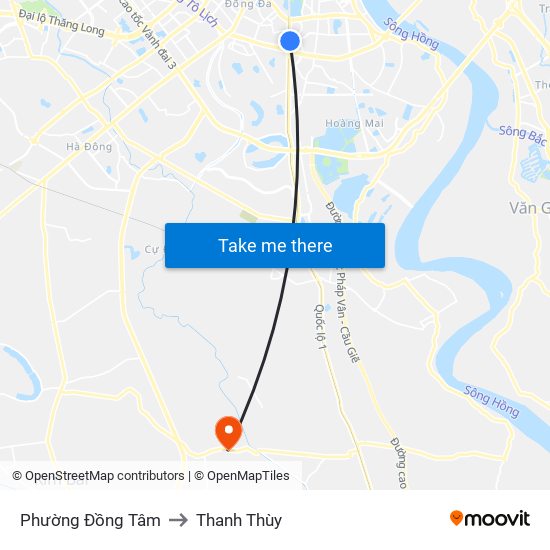 Phường Đồng Tâm to Thanh Thùy map