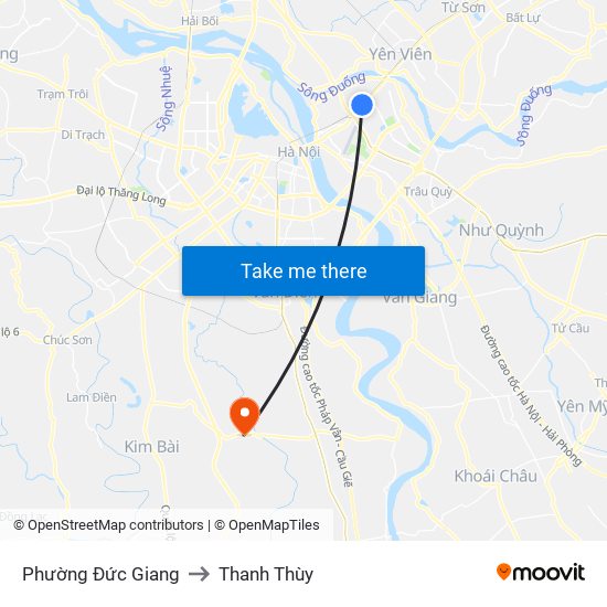 Phường Đức Giang to Thanh Thùy map