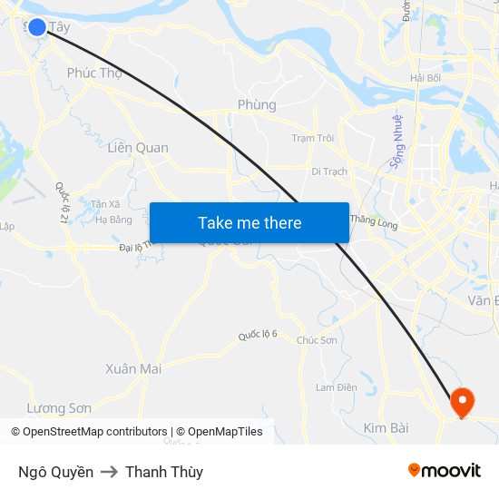 Ngô Quyền to Thanh Thùy map