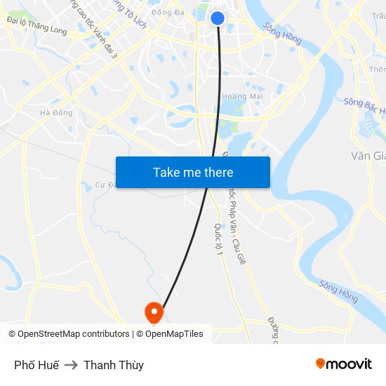 Phố Huế to Thanh Thùy map