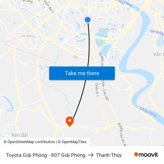 Toyota Giải Phóng - 807 Giải Phóng to Thanh Thùy map