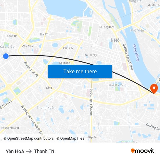 Yên Hoà to Thanh Trì map