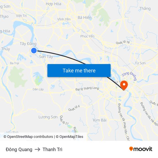 Đông Quang to Thanh Trì map