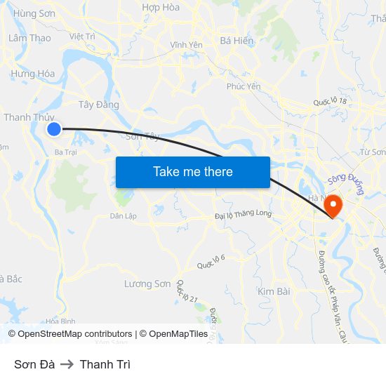 Sơn Đà to Thanh Trì map