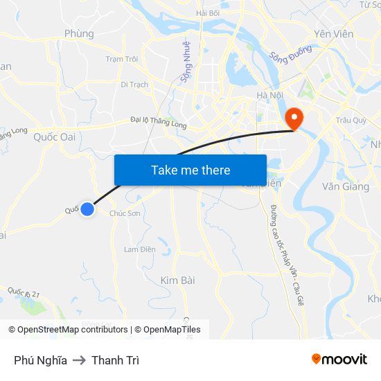 Phú Nghĩa to Thanh Trì map