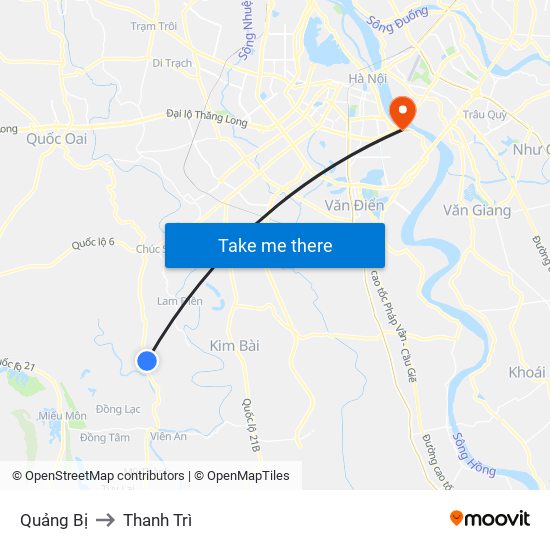 Quảng Bị to Thanh Trì map