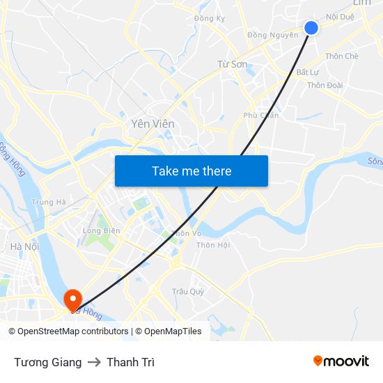Tương Giang to Thanh Trì map