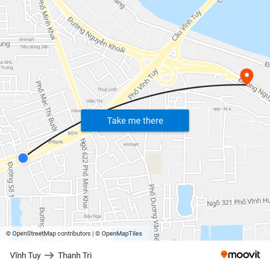 Vĩnh Tuy to Thanh Trì map